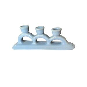 Vintage Light Blue Pacific Pottery Candle Holder Turquoise Rare Candelabra